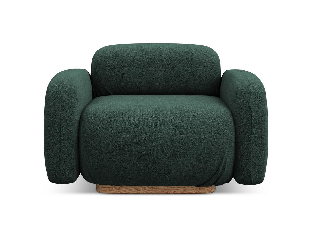 SESSEL Bouclé Stoff Grün - Dunkelgrün/Braun, Holz/Textil (110/73/95cm) - Makamii