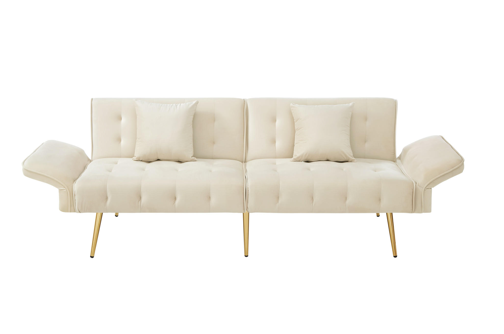 SCHLAFSOFA 81,5/215 cm Liegefläche – mit Veloursbezug und verstellbaren Armlehnen - Beige, Textil (82/70/178cm) - BEAOK