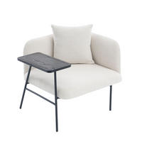 SESSEL mit Beistelltisch und Seitentaschen, Polstersessel Wohnzimmer, Beige - Beige, Textil (64/71/64cm) - PARAFTA HOME