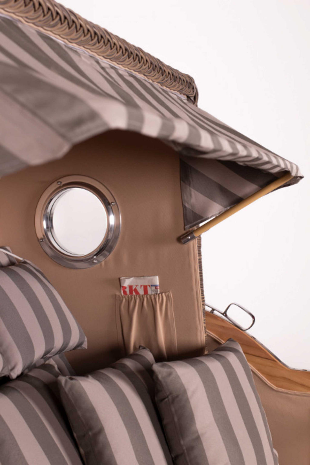 STRANDKORB XXL Düne Grande Teak PE Grey - Braun/Grau, Metall (170/170/95cm) - Mr. Deko