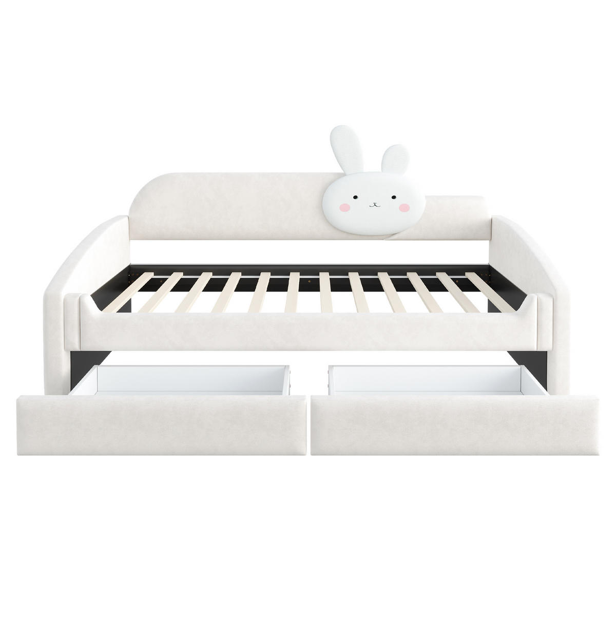 KINDERBETT mit 2 Schubladen und LED 90x200 cm Samt Beige - Beige, Holzwerkstoff (90/200cm) - Beauniv