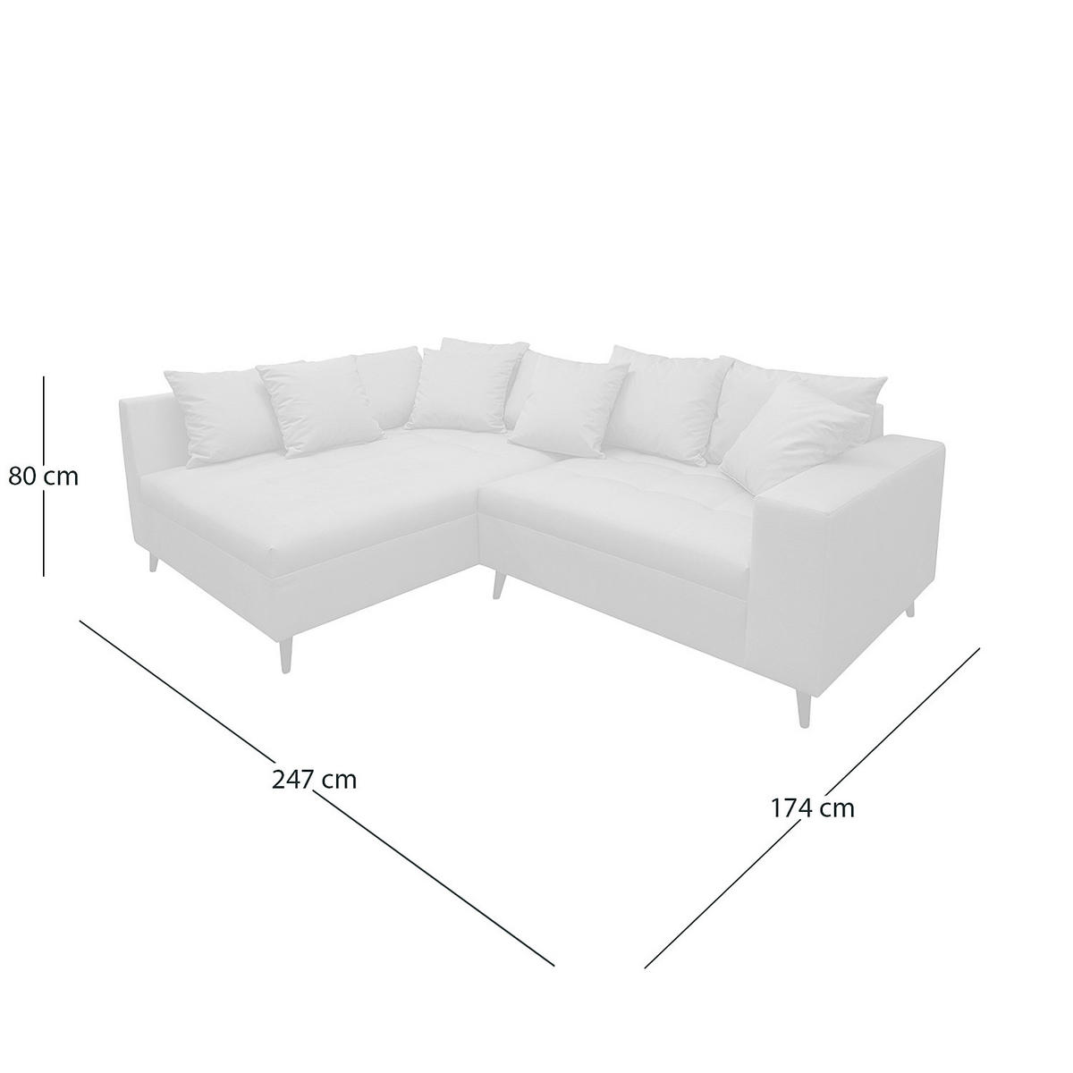 ECKSOFA mit Hocker - Anthrazit, Holz/Birkenholz (247/174cm) - home24