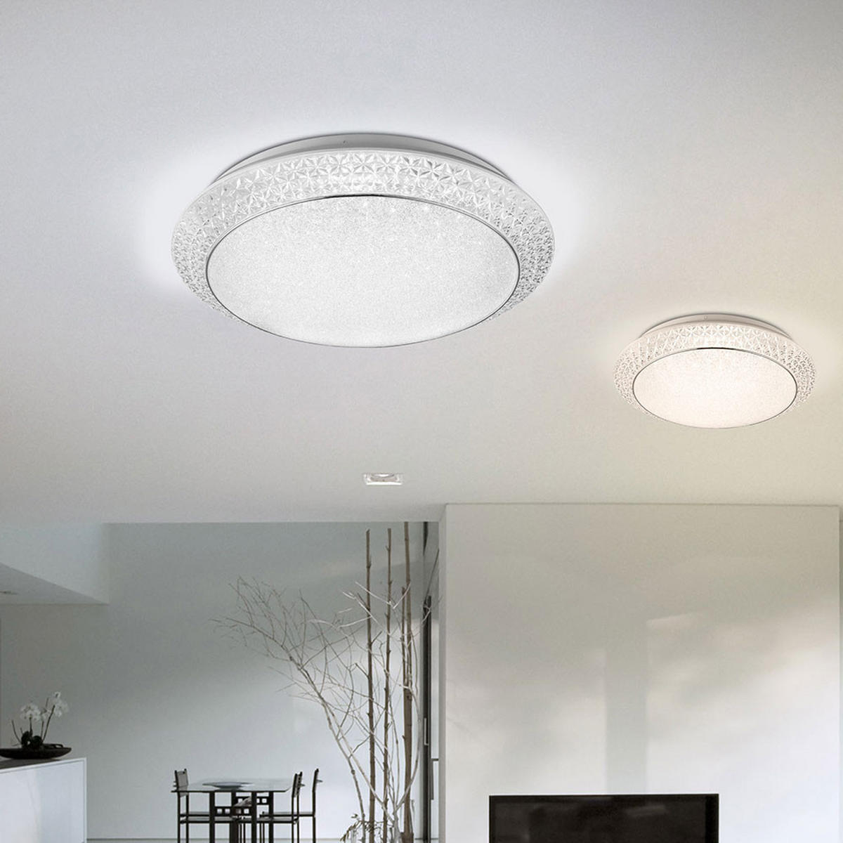 LED DECKENLEUCHTE Kristalloptik Weiß - Weiß, Metall (51/51/12cm) - Globo Lighting