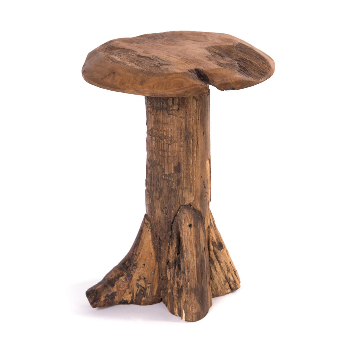 HOCKER Mushroom Teak Wurzelholz massiv naturfarben - Naturfarben, Holz (30/47/30cm) - CREEDWOOD