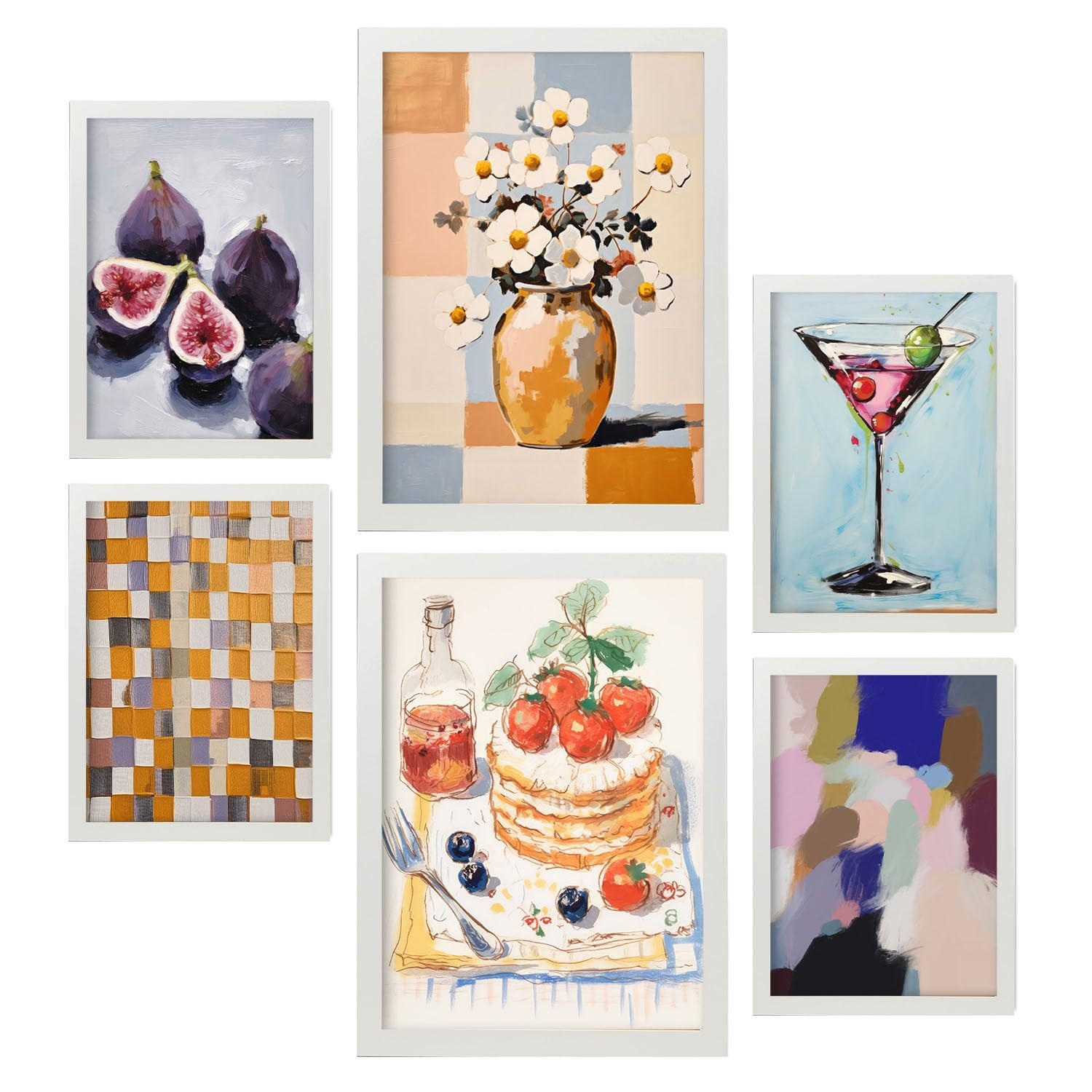 POSTER Set Mit 6 Pfannkuchen A3 & A4 Weißer Rahmen - Weiß, Papier (29/3cm) - Nacnic