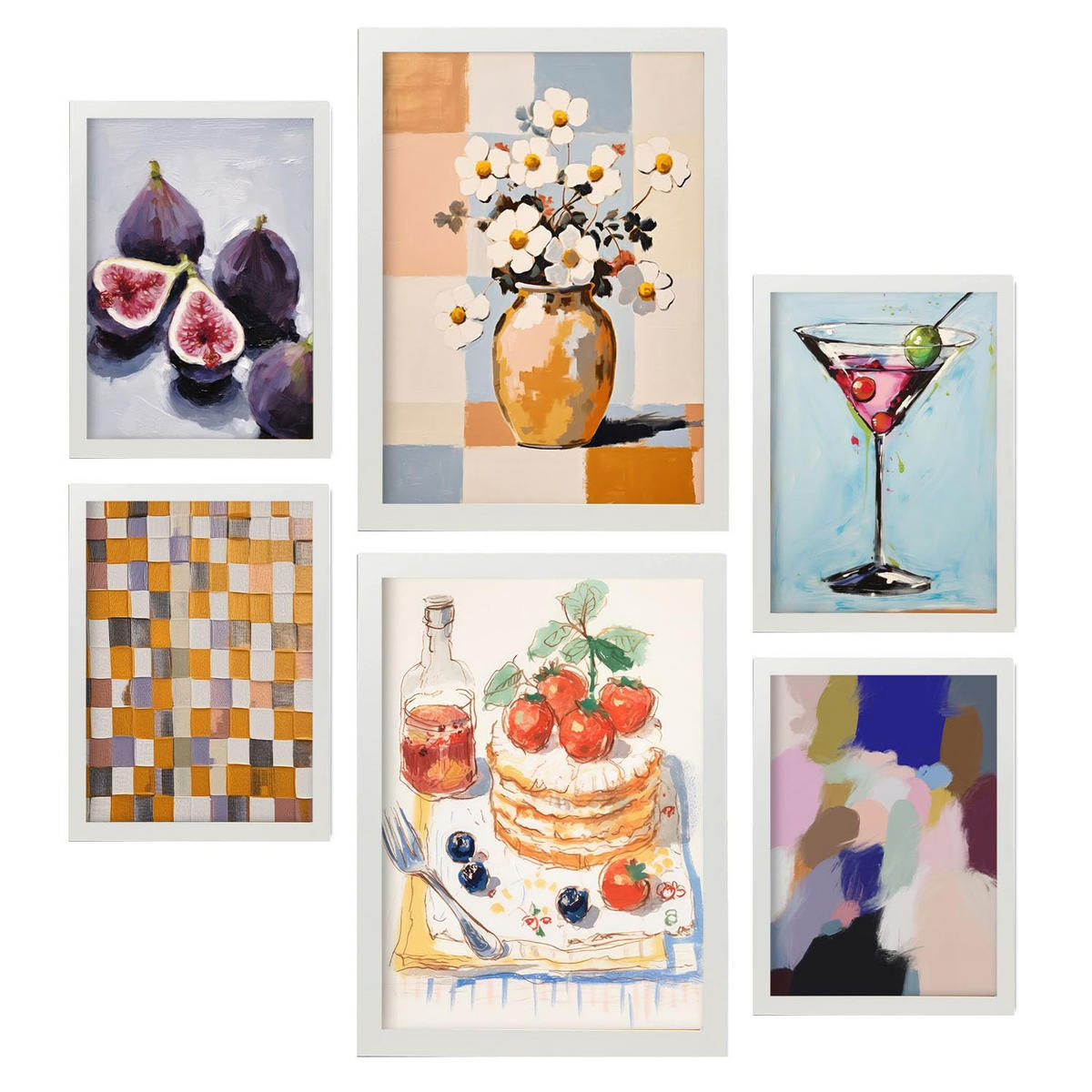 POSTER Set Mit 6 Pfannkuchen A3 & A4 Weißer Rahmen - Weiß, Papier (29/3cm) - Nacnic