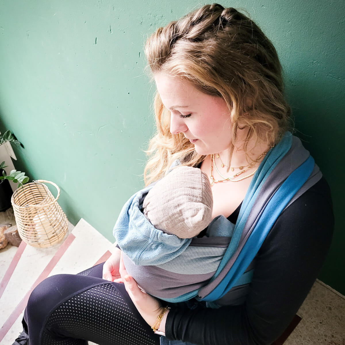 BABYTRAGETUCH Gewebtes Tragetuch - Taupe/Blau, Textil (70/0.1/540cm) - Hoppediz