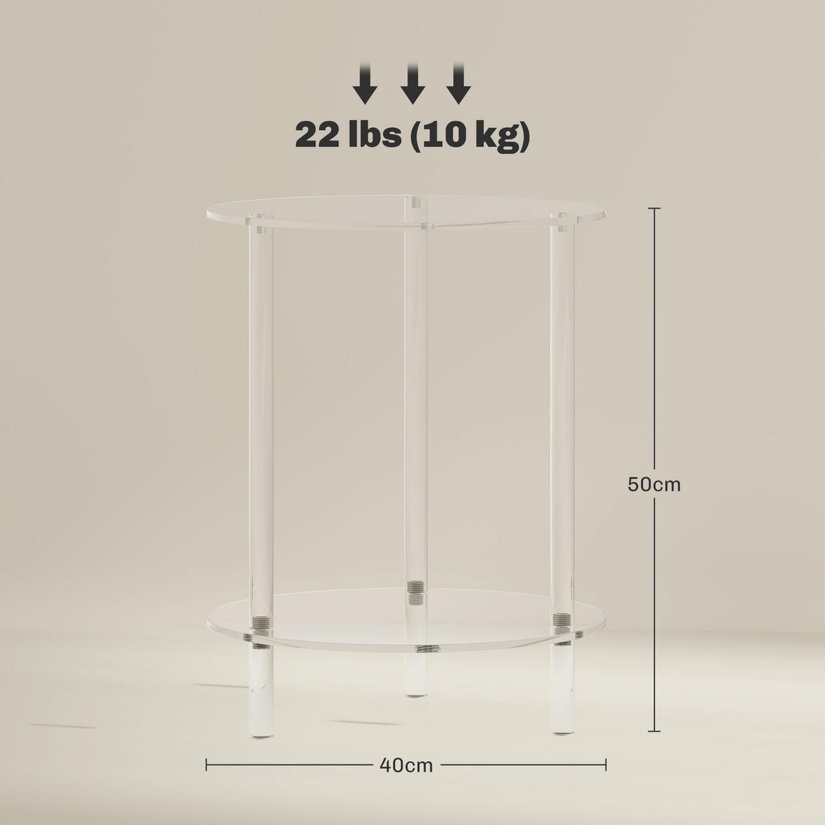 BEISTELLTISCH Transparent 1 Stück - Transparent, Kunststoff (40/40/50cm) - GiPP