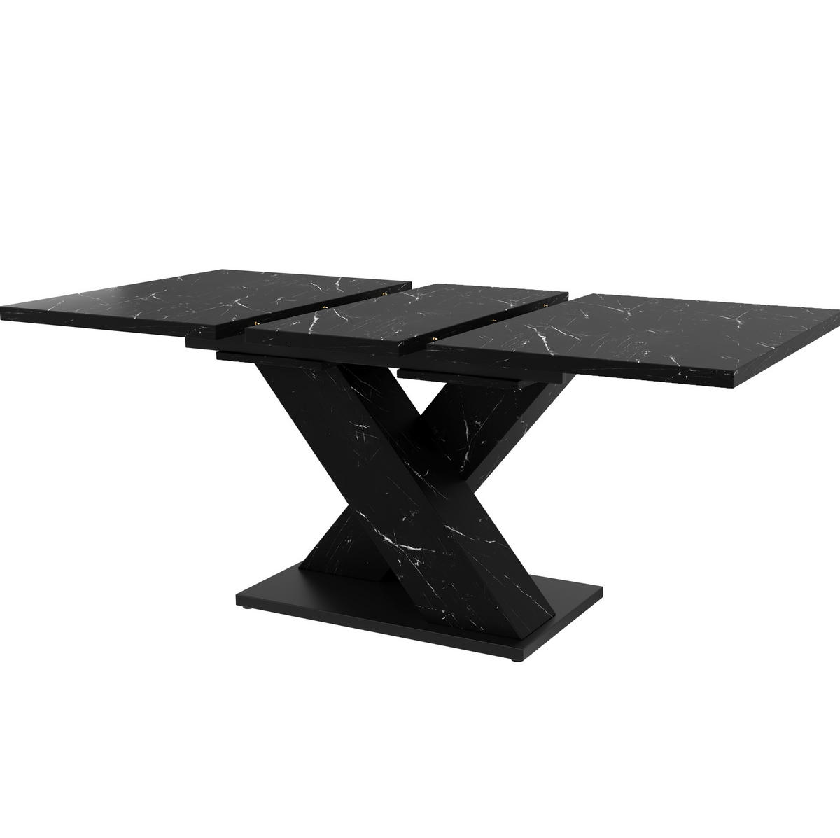 ESSTISCH ausziehbar 119,5-159 x 80 cm MDF Schwarz 4-6 Personen - Schwarz, Holzwerkstoff (119/80/75cm) - Meubliv