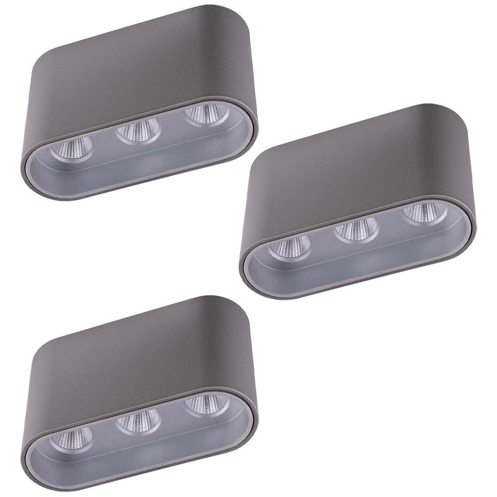 LED DECKENLEUCHTE Alu Grau Silber - Grau, Metall (10.5/3.8/6.4cm) - Globo Lighting