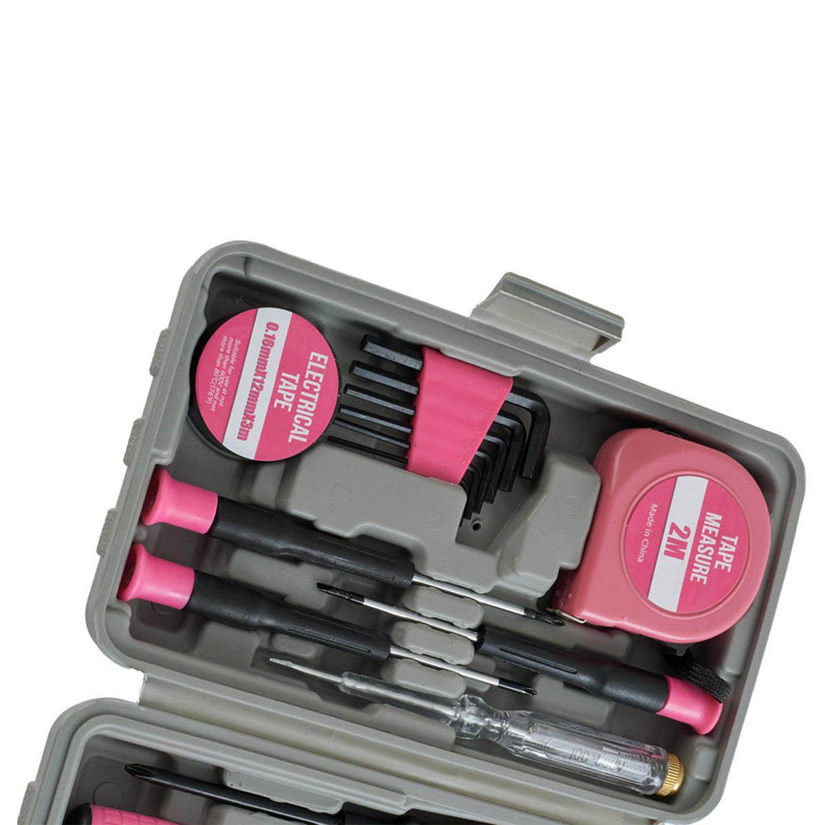 WERKZEUGSATZ 15-tlg. in Rosa Haushalts-Werkzeugset mit Koffer aus Stahl - Pink, Metall (12/20/5cm) - Livingandhome