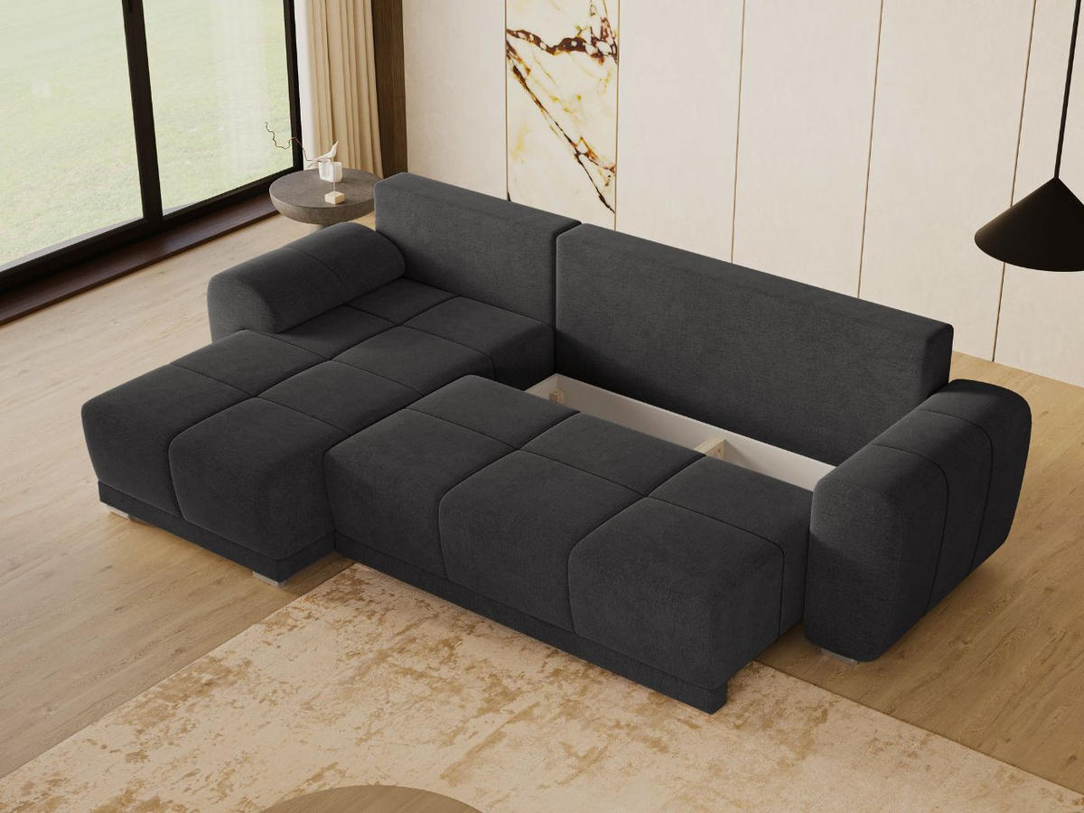 ECKSOFA Monti Anthrazit Links - Anthrazit/Silberfarben, Holz/Textil (188/290cm) - Graingold