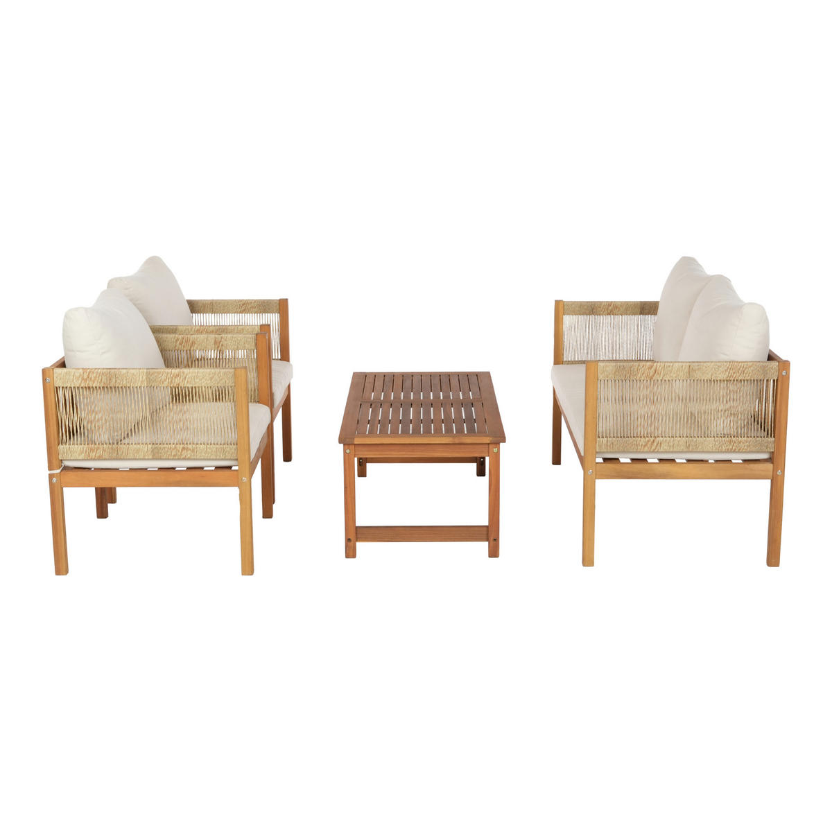 GARTENMÖBEL-SET 4 TLG. Cannole - Beige/Akaziefarben, Holz/Textil - casa.pro