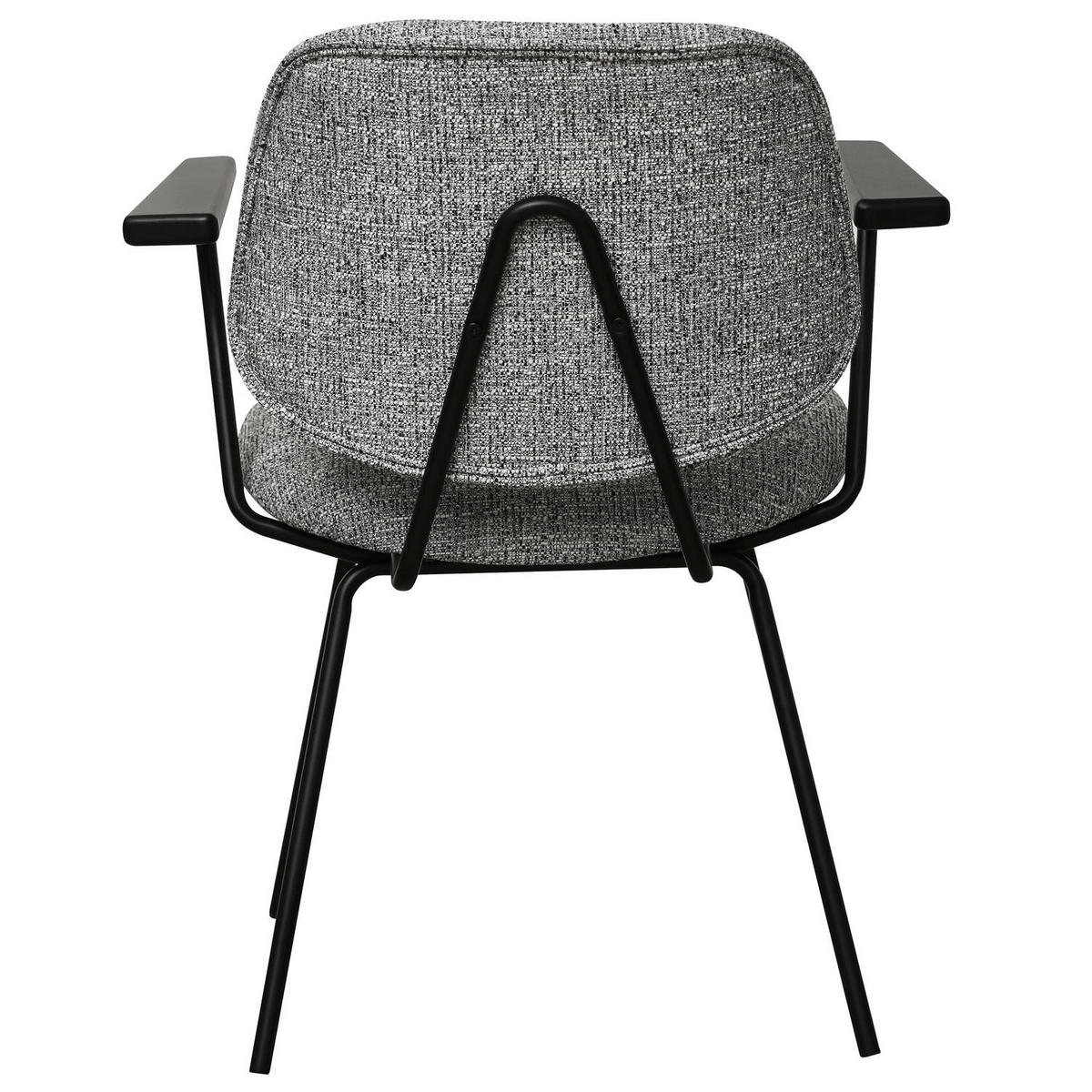 ARMLEHNSTUHL-SET 4 Stück in Teddystoff Grau - Schwarz/Grau, Textil/Metall (50/82/58cm) - Furnhouse