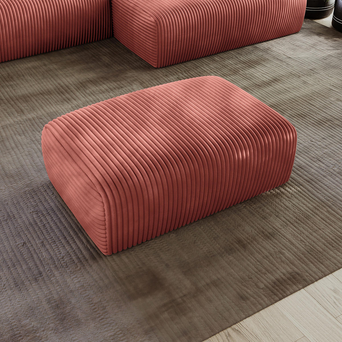 POLSTERHOCKER - Cord - Schwarz/Altrosa, Kunststoff/Textil (110/40/72cm) - home24