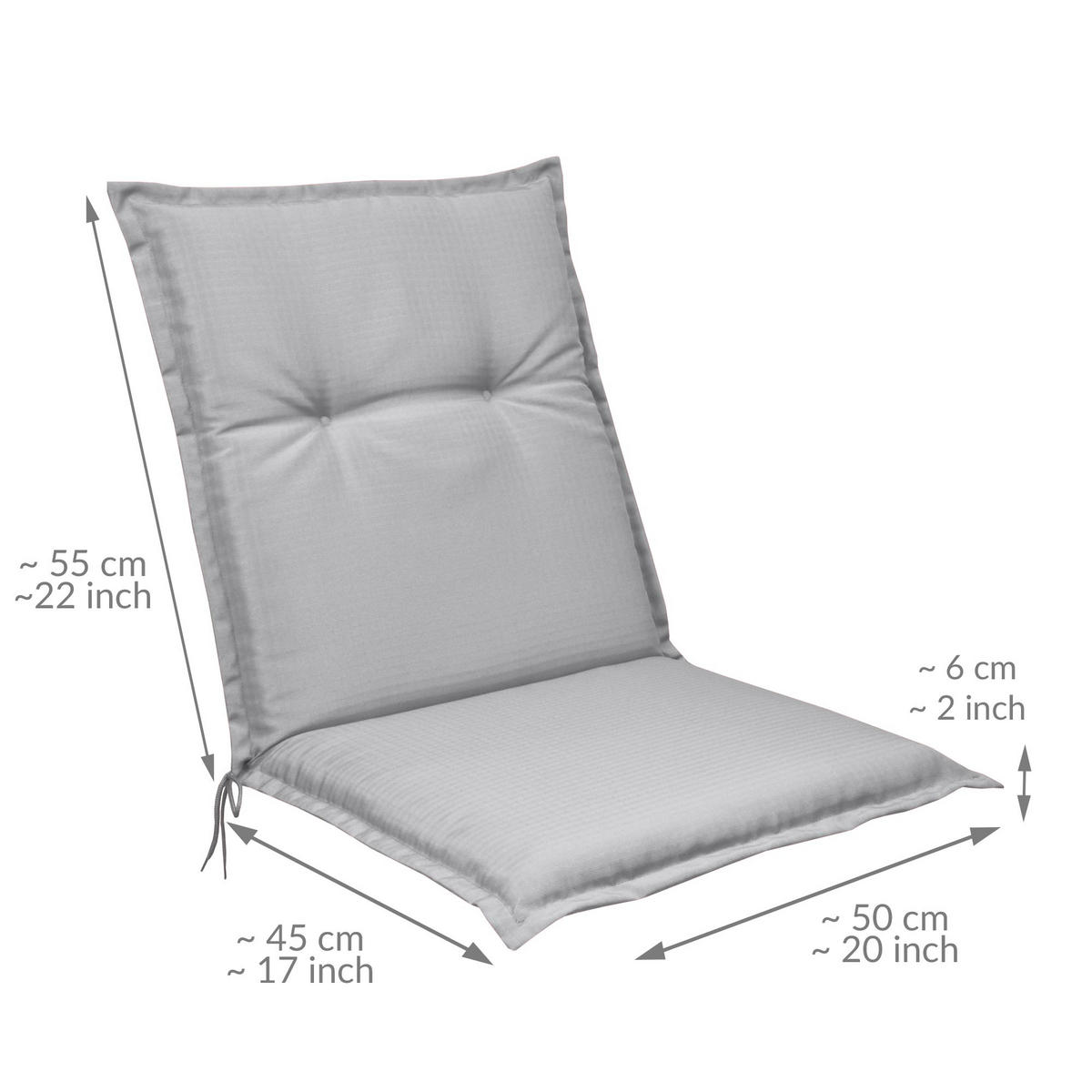 NIEDERLEHNERAUFLAGE Flair NL 100/50/8cm Hellgrau - Hellgrau, Textil (50/6/100cm) - Beautissu 