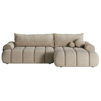 ECKSOFA Dandelino Beige mit Velours-Bezug, rechts - Beige/Schwarz, Kunststoff/Textil (172/271cm) - Selsey