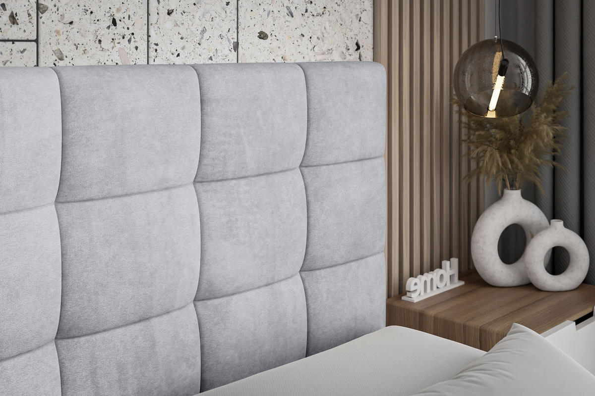 BOXSPRINGBETT BRUGO KING - 120 x 200 - H3/H4 - Hellgrau - Hellgrau, Holzwerkstoff (120/200cm) - ALTDECOR