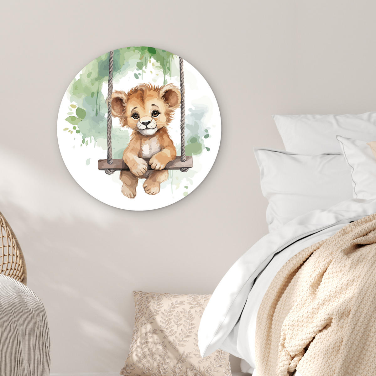 WANDBILD Löwe - Tier - Kinder - Dschungel Wanddeko Schlafzimmer 60x60 cm - Hellbraun, Kunststoff (60/60cm) - MuchoWow
