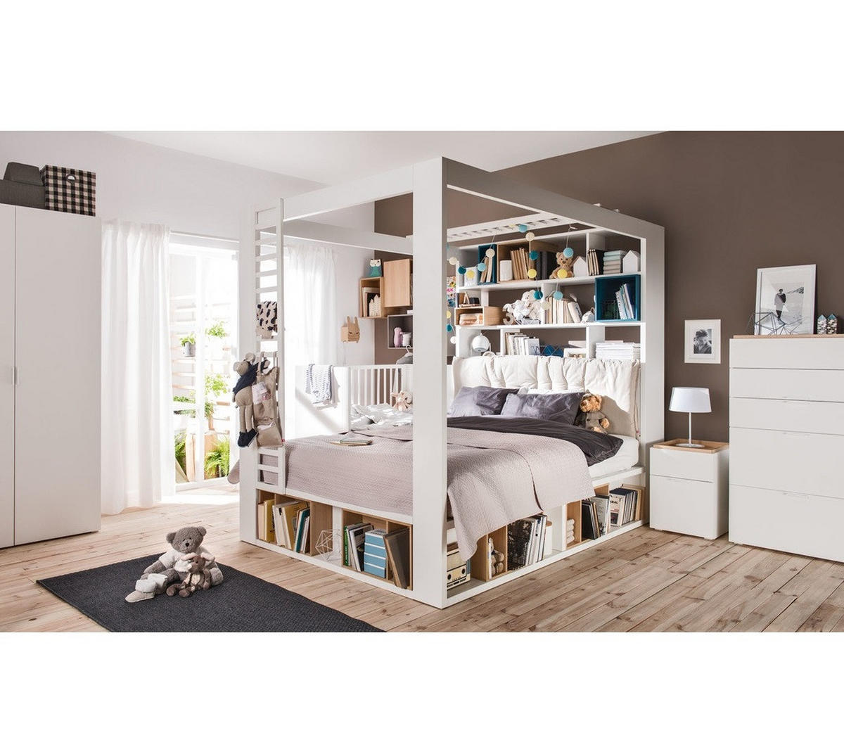 HIMMELBETT Calgary 160x200 mit aufklappbarem Lattenrost - weiß - Weiß, Holzwerkstoff (160/200cm) - QMM TraumMöbel