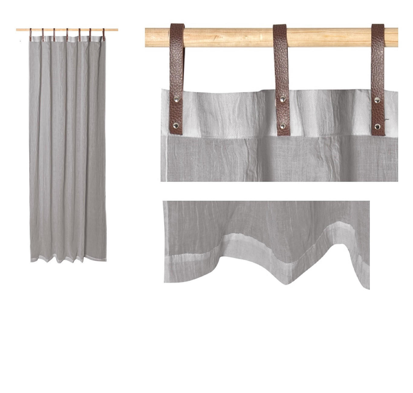 SCHLAUFENSCHAL Evi 2er Set grau - Hellgrau, Textil (135/245/245cm) - Magma Heimtexx