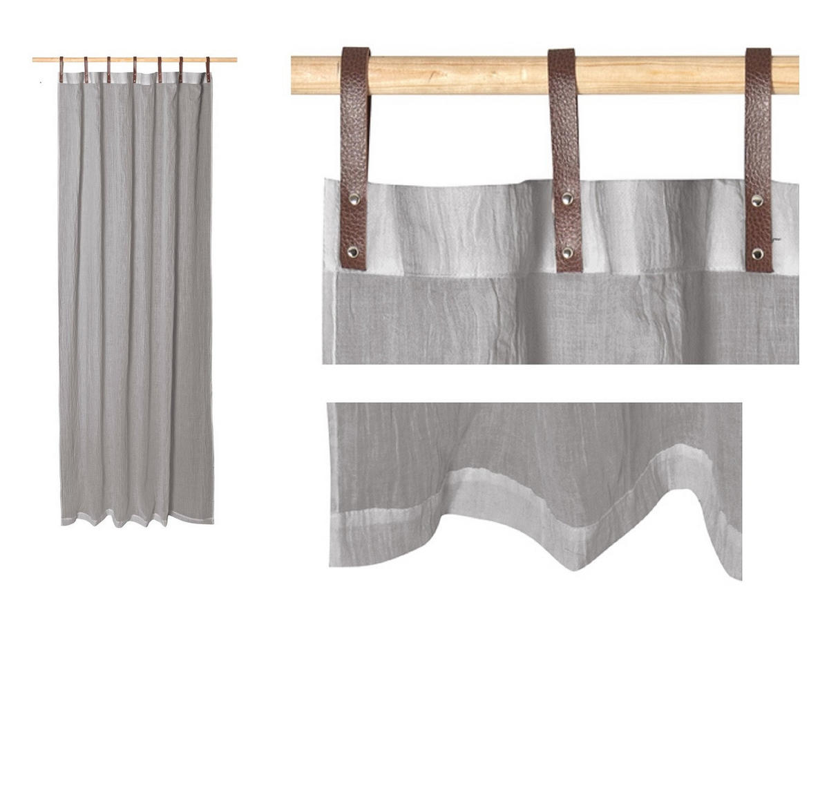 SCHLAUFENSCHAL Evi 2er Set grau - Hellgrau, Textil (135/245/245cm) - Magma Heimtexx