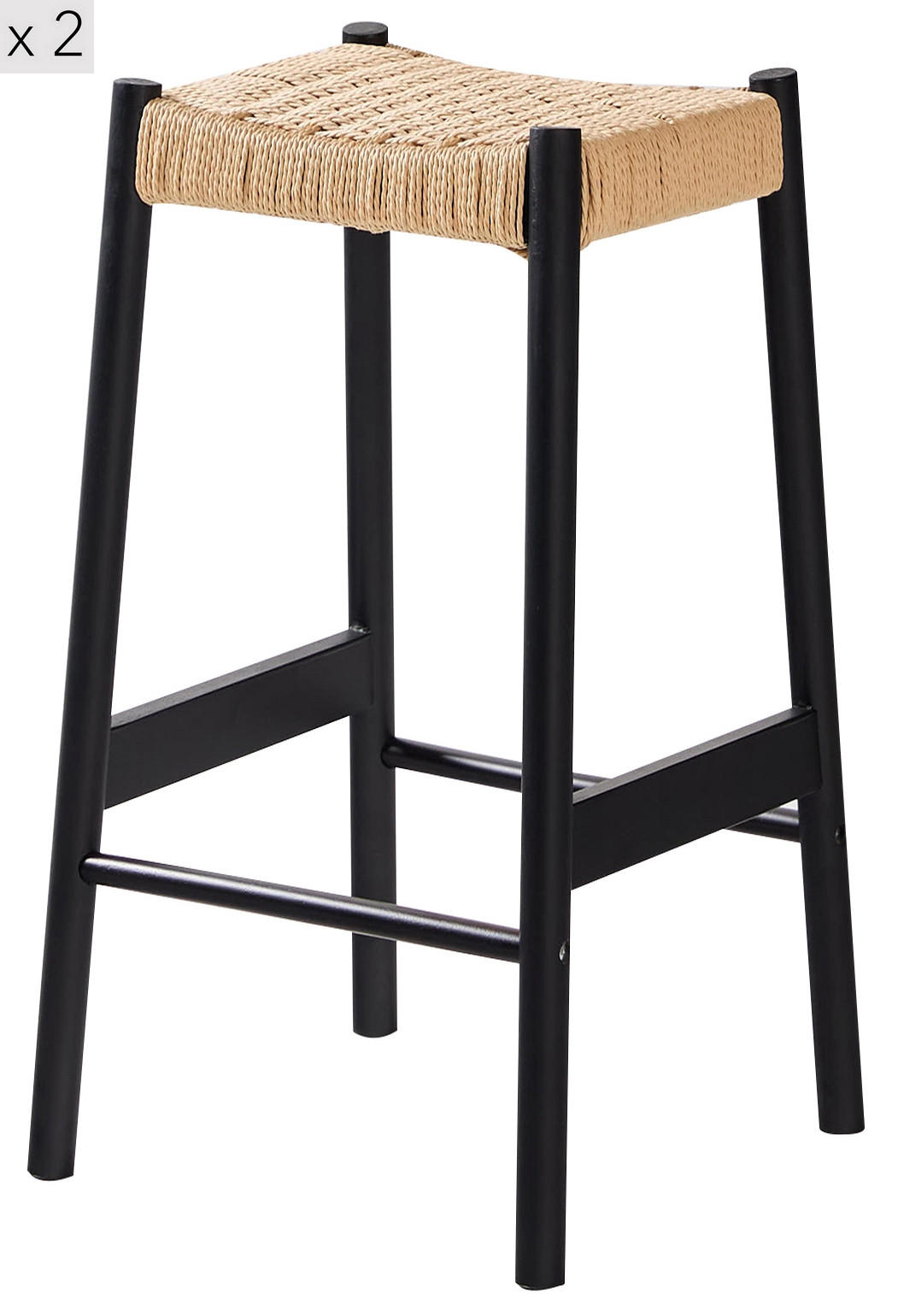 BARHOCKER 2er-Set Stoff Schwarz - Schwarz, Textil (45/66/43.5cm) - Nordlys