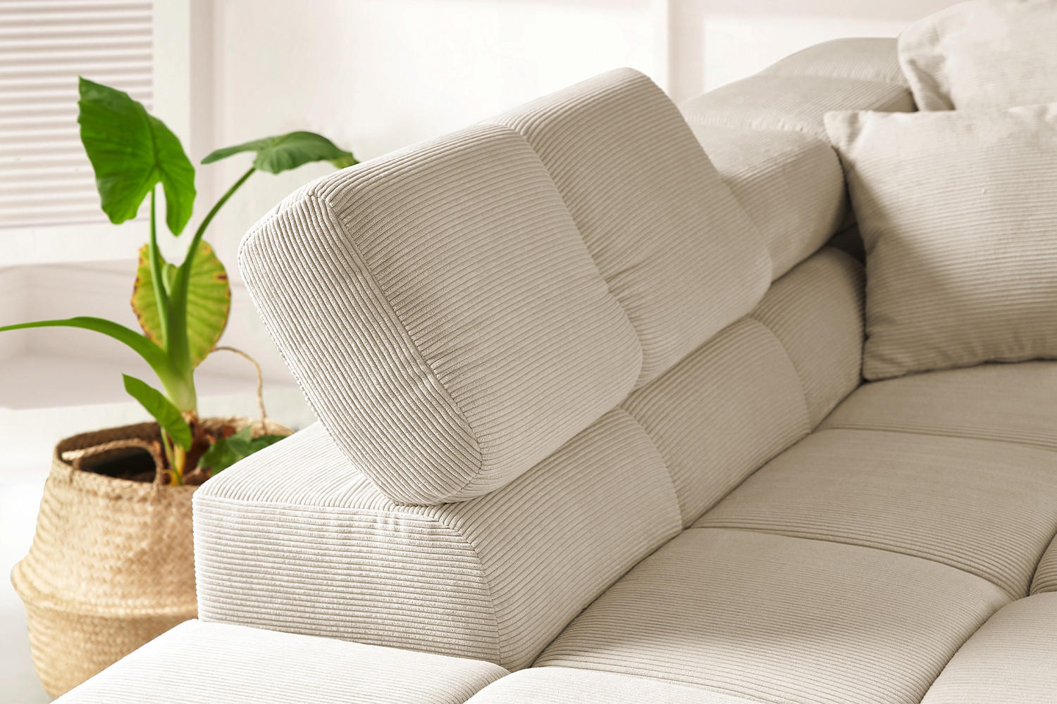 ECKSOFA NEVADA Beige Cord - Beige/Schwarz, Kunststoff/Textil (319/215cm) - KAWOLA