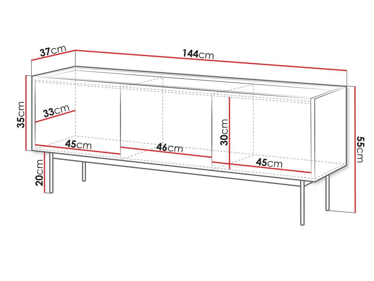 TV-ELEMENT Color RTV144 - Creme, Holzwerkstoff/Metall (144/55/37cm) - MIRJAN24