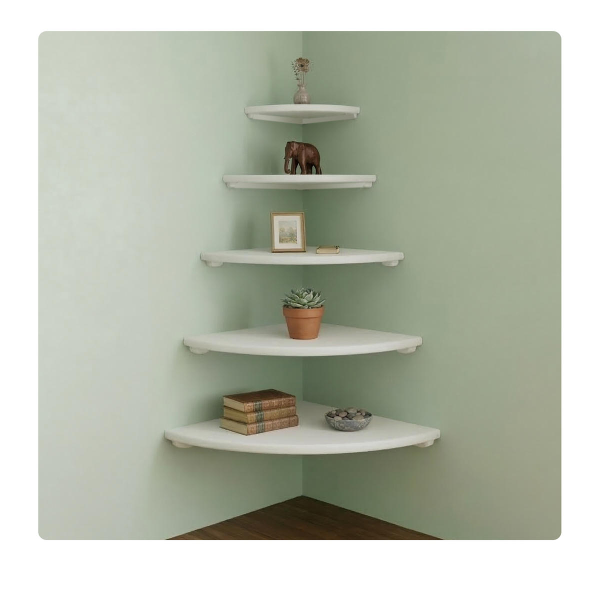 ROHOVÁ pol. - biela, drevo (25/3/25cm) - Relaxdays