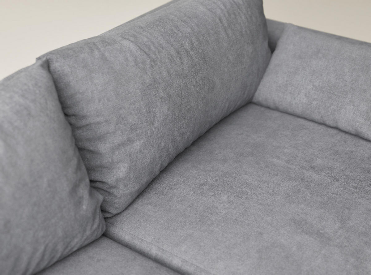 ECKSOFA MIT SCHLAFFUNKTION Leon Grau Webstoff - Schwarz/Grau, Holz/Holzwerkstoff (148/239cm) - Maison de Reve