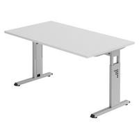 SCHREIBTISCH Serie-O 80/140/74 cm in Grau/Silberfarben - Silberfarben/Grau, Holzwerkstoff (80/140/74cm) - bümö