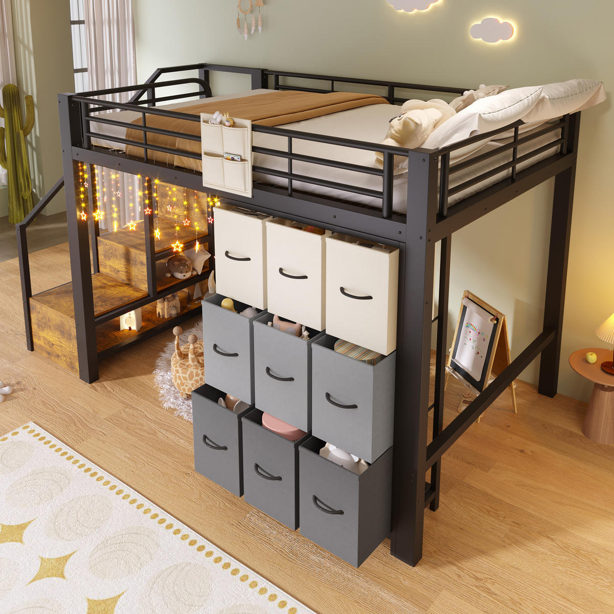 HOCHBETT 140x200 cm Schubladen schwarz - Schwarz, Holzwerkstoff (140/200cm) - Fortuna Lai