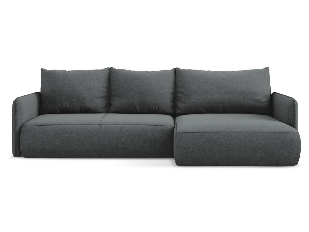 ECKSOFA mit Schlaffunktion Strukturstoff Stoff Grau - Schwarz/Grau, Kunststoff/Textil (240/148cm) - Makamii