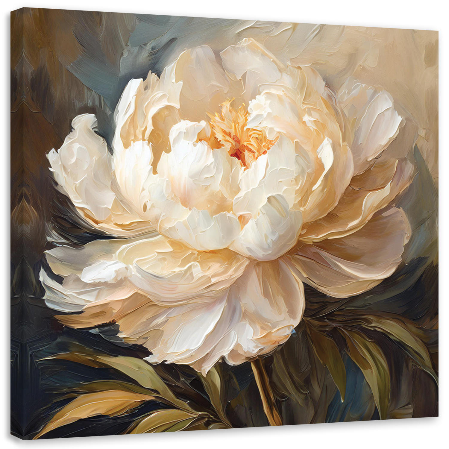 WANDBILD 3d päonienblüte - Beige, Textil (50/50cm) - Feeby