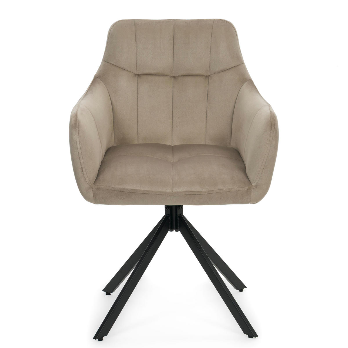 STUHL FANO X drehbar gepolsterter mit Steppung - dunkelbeige - Velour - Hellbraun/Beige, Textil/Metall (58/83/59cm) - NEW HOME