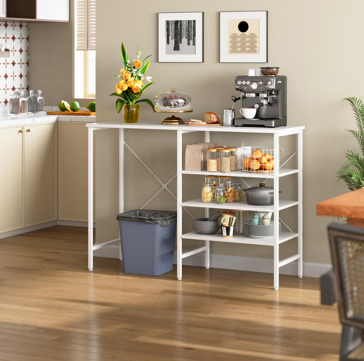 SIDEBOARD 120/40/85,5 cm mit flexibel montierbaren Regalen und höhenverstellbaren Füßen, Weiß - Weiß, Holzwerkstoff (120/85/40cm) - Redom