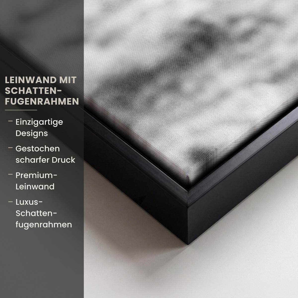 LEINWAND Bilder mit Rahmen - Kuh - Schottischer Hochländer - Schwarz - Weiß - Tier - Natur - Wildtiere - 90x90 - Schwarz, Textil (90/90cm) - MuchoWow