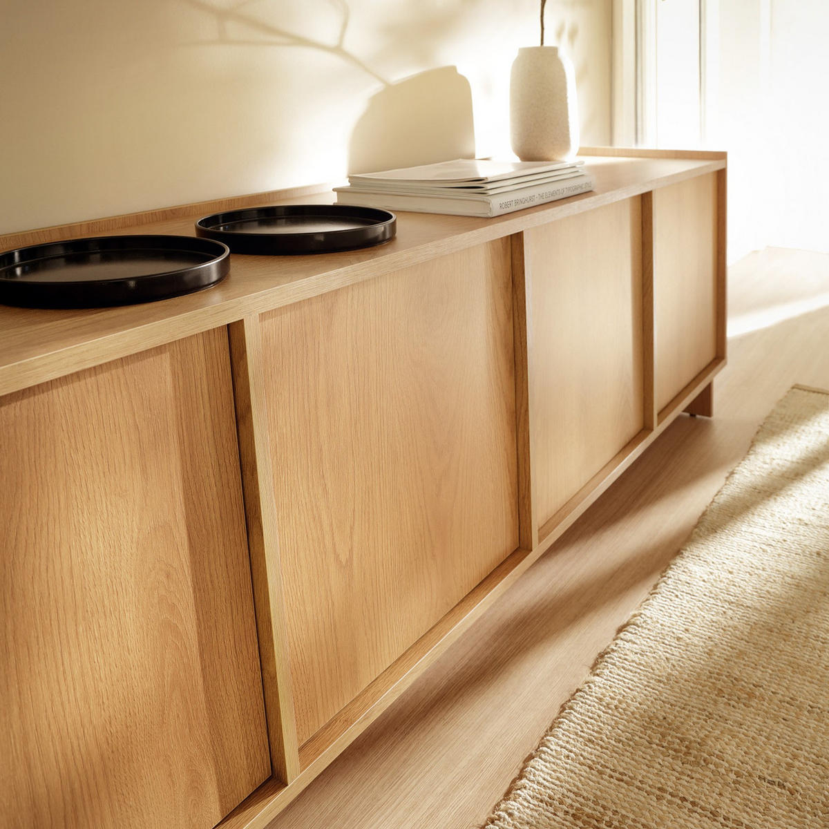 TV-LOWBOARD SUNA 195 cm (Karamell Eiche, Push to Open) - Eichefarben, Holz/Holzwerkstoff (195/55/39cm) - Ravio