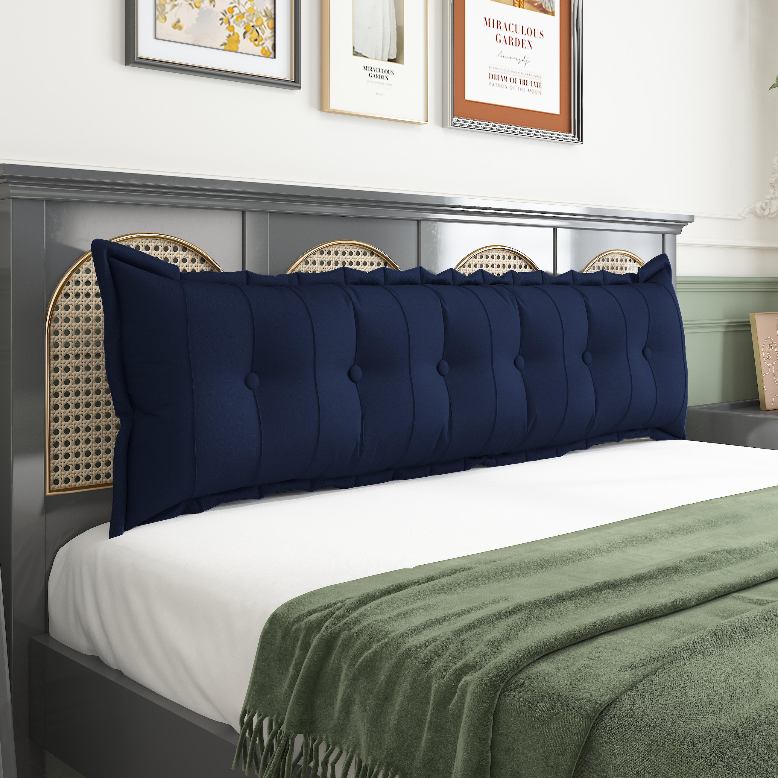 RÜCKENKISSEN Plüsch Dunkelblau 180 cm - Dunkelblau, Textil (50/180cm) - Vercart