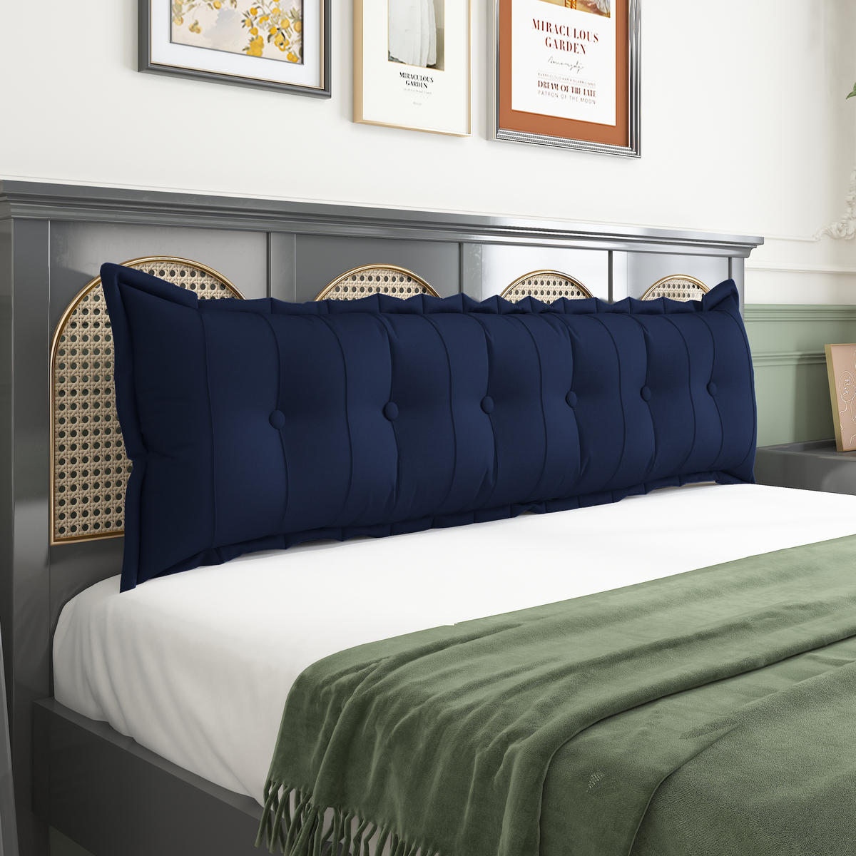 RÜCKENKISSEN Plüsch Dunkelblau 180 cm - Dunkelblau, Textil (50/180cm) - Vercart