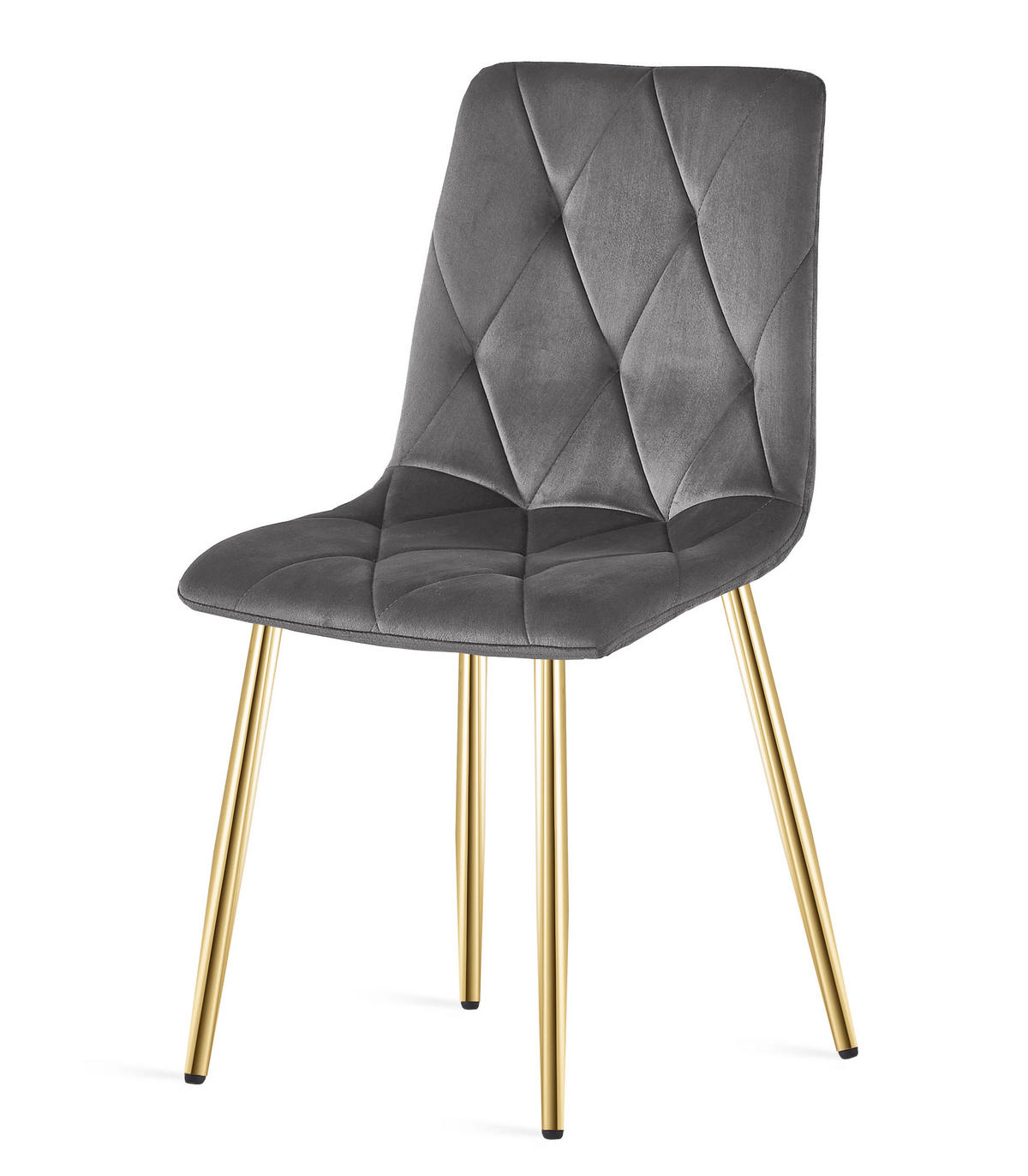 ESSZIMMERSTUHL 3-er Set TYRA dunkelgrauer Sitz, goldene Beine - Dunkelgrau/Goldfarben, Textil (44.5/87/54.5cm) - Valora