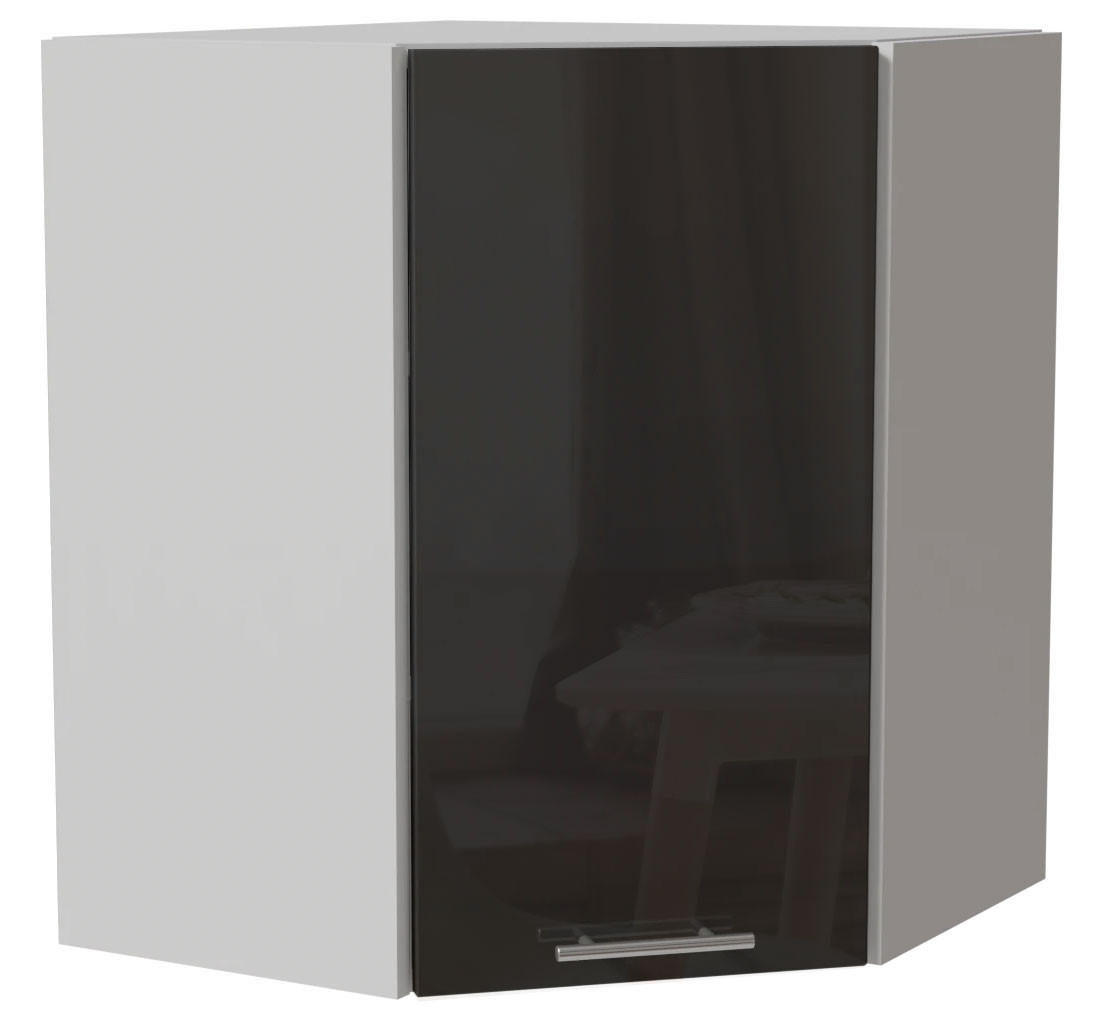 ECKHÄNGESCHRANK Essen W10/60 Graphit Hochglanz / Weiß Matt 60 / 60 / 72cm - Graphitfarben/Weiß, Holz/Holzwerkstoff (60/72/60cm) - Feldmann-Wohnen