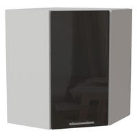 ECKHÄNGESCHRANK Essen W10/60 Graphit Hochglanz / Weiß Matt 60 / 60 / 72cm - Graphitfarben/Weiß, Holz/Holzwerkstoff (60/72/60cm) - Feldmann-Wohnen
