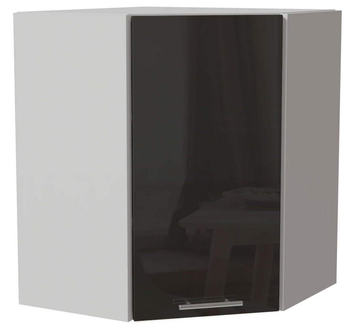 ECKHÄNGESCHRANK Essen W10/60 Graphit Hochglanz / Weiß Matt 60 / 60 / 72cm - Graphitfarben/Weiß, Holz/Holzwerkstoff (60/72/60cm) - Feldmann-Wohnen