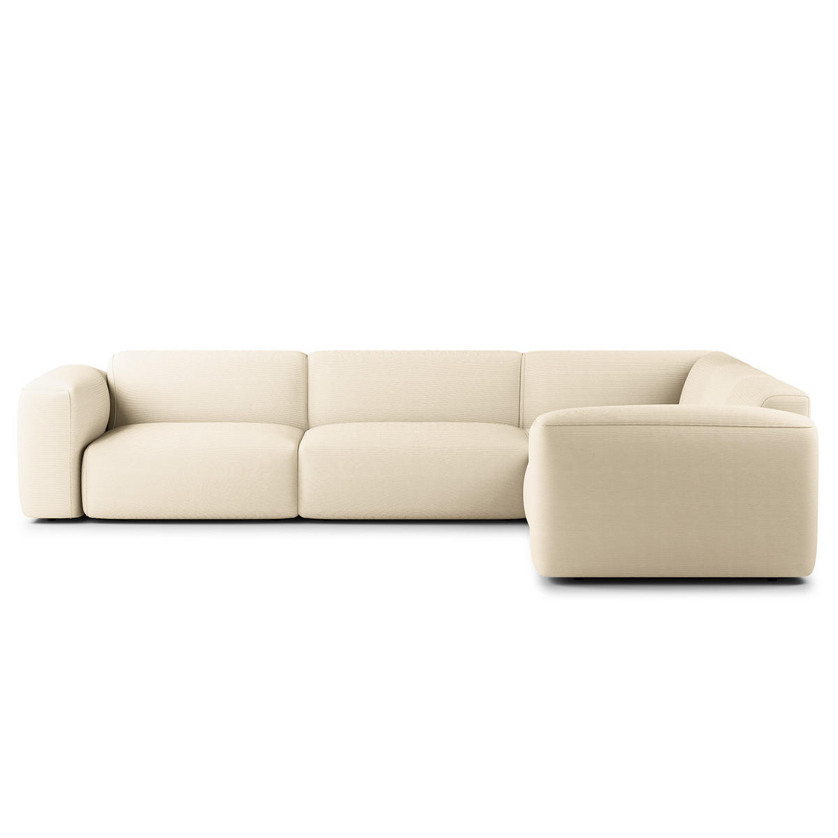 ECKSOFA mit Rundecke - Beige/Schwarz, Kunststoff/Textil (325/260cm) - home24