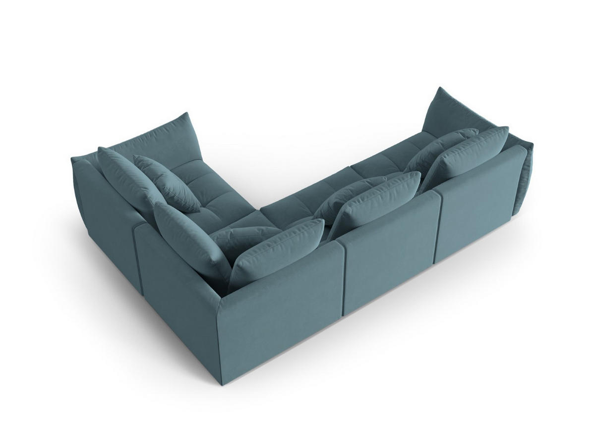 ECKSOFA modular rechts Bloom aus Samt pastellblau 3 Sitzplätze - Pastellblau, Textil (216/316cm) - Micadoni