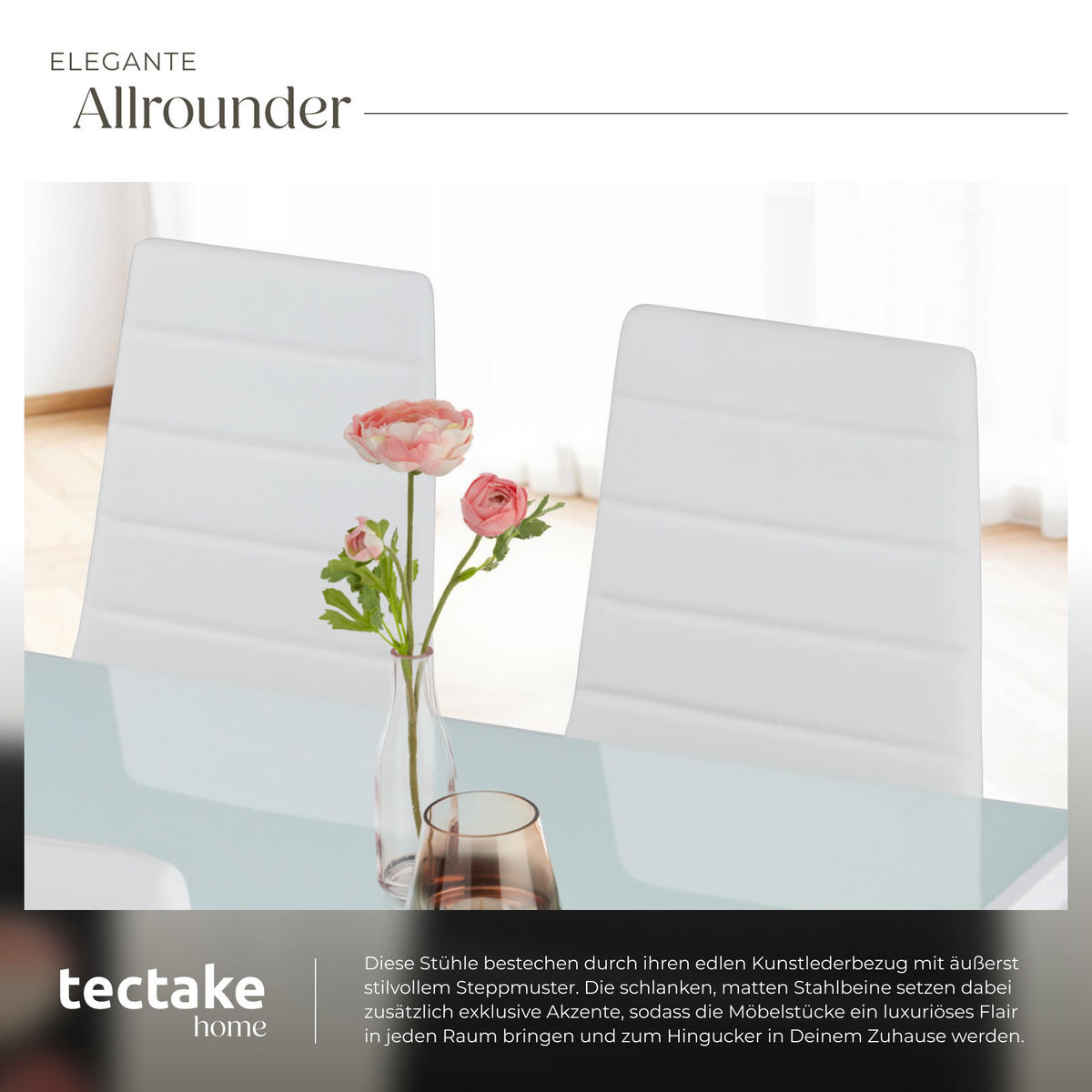 ESSZIMMERSTUHL 8er Set Thomas 41 x 45 x 98 5 cm weiß - Weiß, Textil (48/98.5/45cm) - tectake