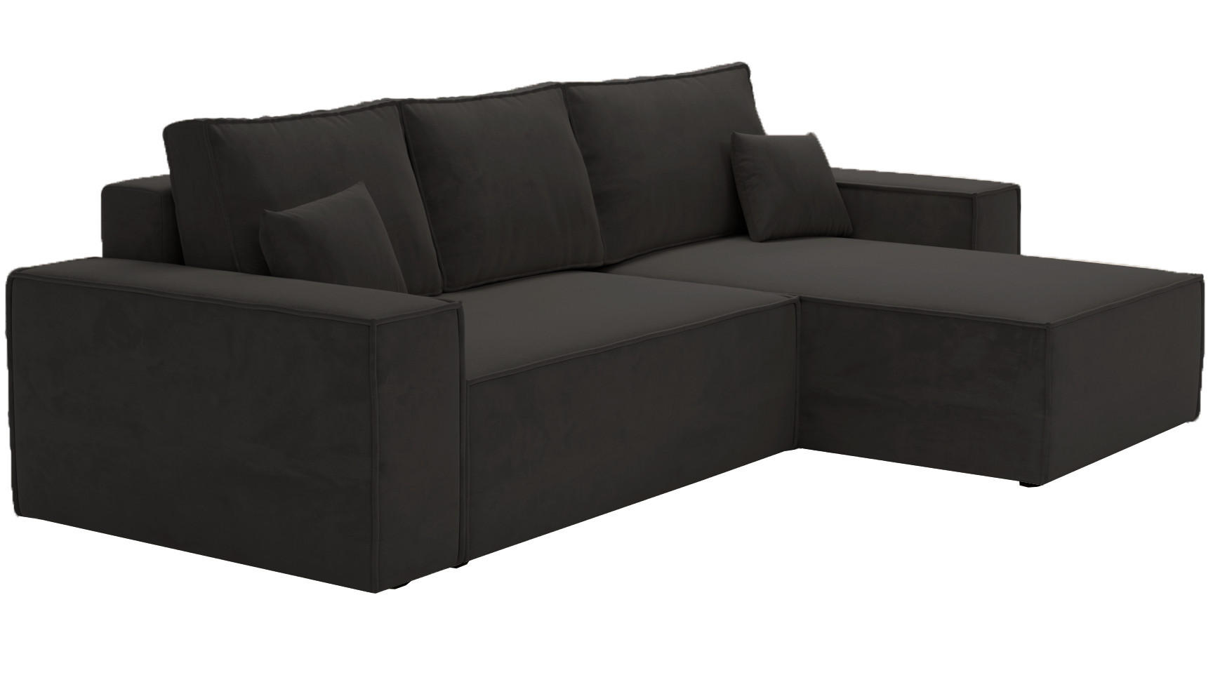 ECKSOFA mit Schlaffunktion Bergamo L 280 cm, Samt, Rechts - Schwarz - Schwarz, Holz (189/277cm) - Emporius