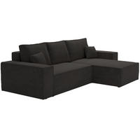ECKSOFA mit Schlaffunktion Bergamo L 280 cm, Samt, Rechts - Schwarz - Schwarz, Holz (189/277cm) - Emporius